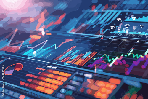 Financial data analysis for strategic investment decisions - businessman studying stock market trends, economic indicators and growth projections to optimize portfolio and maximize returns