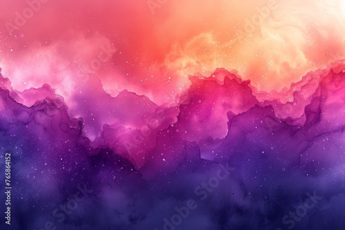 Gradient watercolor wash resembling mountain ranges with a blend of reds, pinks, and purples.