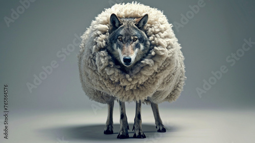 wolf pretending to be a sheep wolf in sheep's clothing concept