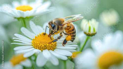 bee on daisy flower