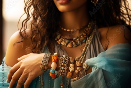 A captivating photo capturing the grace of a person wearing a handcrafted bracelet made from repurposed materials, elevating sustainable jewelry.