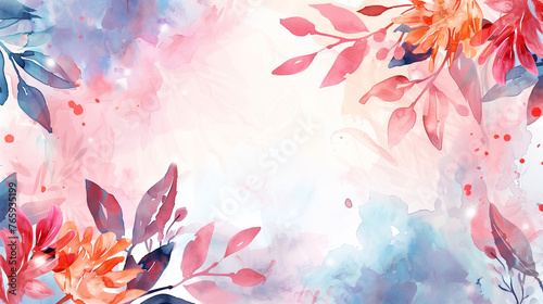 Watercolor Background Frame: Illustration with Copy Space, Ideal for Greeting Cards, Save the Date, or Stationery Design.