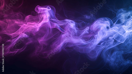Ethereal swirls of smoke in a gradient of purple to blue colors, giving a mystical and fluid abstract visual effect.