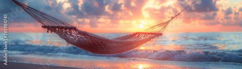 Close view of relaxation in beach hammock minimalist