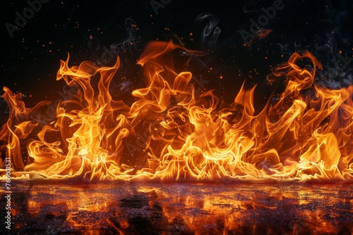 A large fire with flames reaching up to the sky