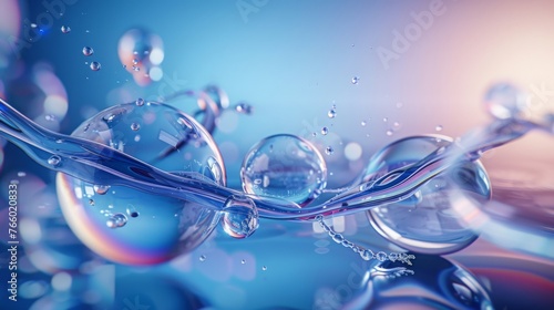 abstract, glass, molecules, floating, blue, fluid, background, selective, focus, environment, water, clean, energy, concept, illustration, purity, environmental, conservation, science, scientific, che