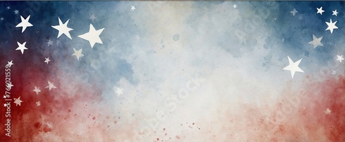 white , blue and red colors with soft faded watercolor star border texture design Memorial or Veterans Day, 4 July, independence day, labor day