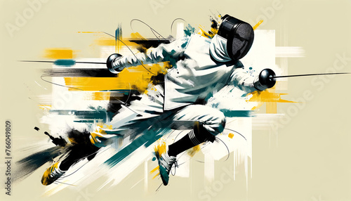 an isolated fencer player