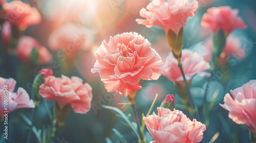 Bouquet of beautiful carnation flowers outdoors.Generative AI