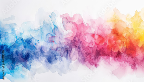 A colorful painting of a rainbow with a white background