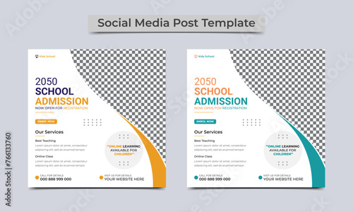 School Admission social media post or Back to school education admission social media post and web banner template design. vector illustration.