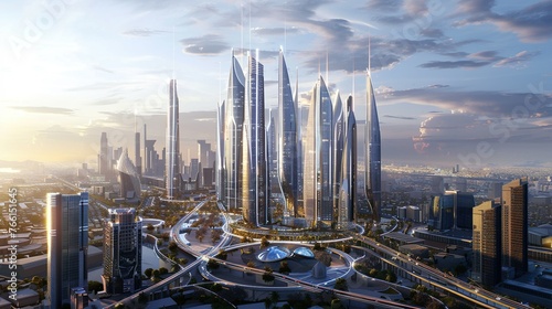 A futuristic cityscape takes shape, with sleek skyscrapers and innovative infrastructure.