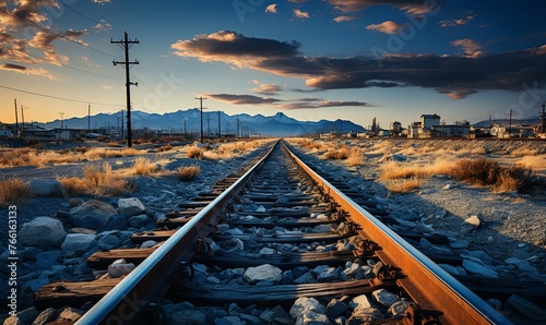 Train Track Cutting Through Desert