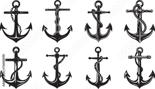 Black and white anchor representing marine and nautical themes, perfect for tattoos or logos