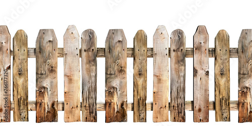 Wooden fence planks with repeating pattern with transparent background