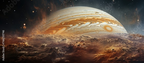 Jupiter, an astronomical object, is the largest planet in our solar system, resembling a giant circle in the sky. It is like the main ingredient in the cosmic recipe of our universe
