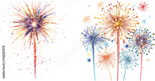 Celebration firework explode, carnival party firecracker explosions