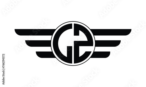 LZ initial letter circle wings icon gaming logo design vector template. batman logo, sports logo, monogram, polygon, war game, symbol, playing logo, abstract, fighting, typography, minimal, wings logo