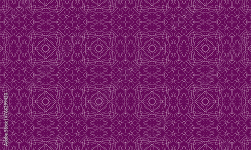 Purple abstract background of floral geometric pattern with curved line elements. Endless flat vector design.