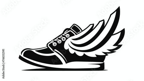 Black and white plato winged shoe icon and logo illus