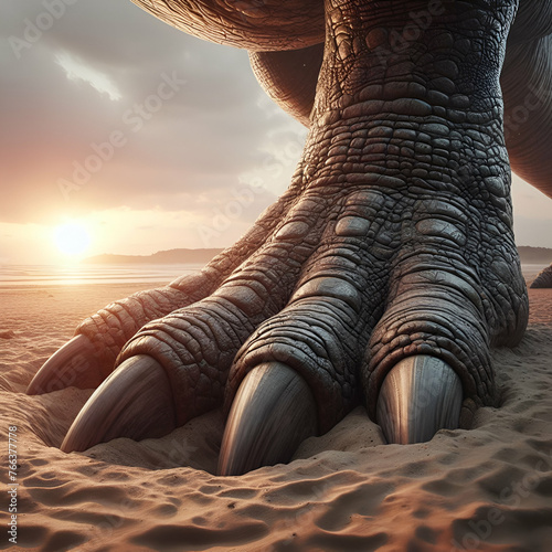 dinosaur foot on sand
