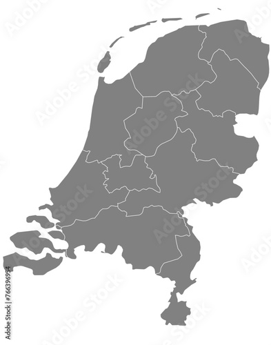 Outline of the map of Netherlands with regions