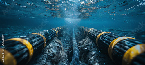 Installing an underwater electrical cable on the ocean floor to transmit energy