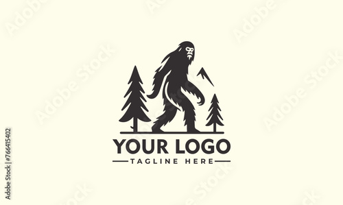 Sasquatch Logo Brand Icon Keep it Squatchy T-Shirt Graphic Mythical Yeti Cryptid Emblem Vector Illustration