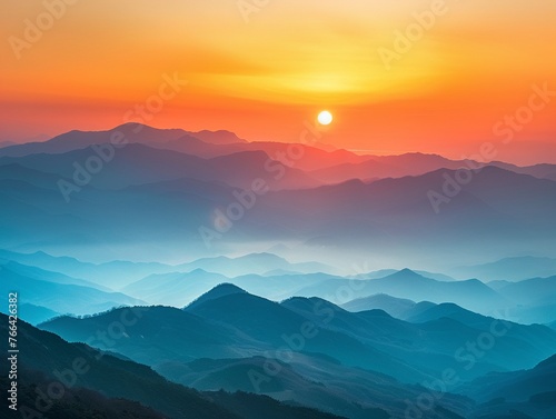 High Altitude Horizons Finding Peace in Watching the Sun Set from Mountain Heights ,photographic style ,close-up
