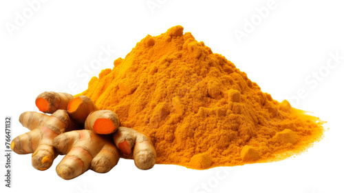 A pair of turmeric roots, one vibrant orange and the other muted brown, symbolize the contrast and harmony found in natures colors