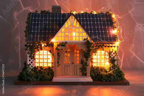A classic cottage miniature, illuminated by