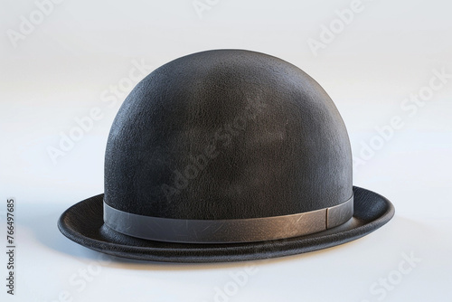 Black bowler hat isolated on white background - 3D illustrationisolated on solid white background.