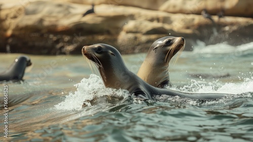 Sea Lions can be seen swimming, wading, and sunbathing in La Jolla, California, close to San Diego.