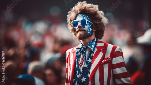 person dressed in united states theme, 4th of july celebration, united states independence
