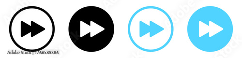 fast player icon, fast forward circle with two arrows icon symbol button in filled, line, outline for apps and website