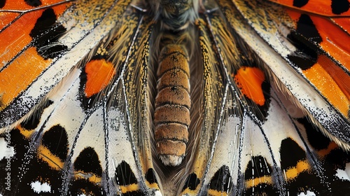 Amazing close-up photograph of a butterfly's wings, showcasing the intricate patterns and colors found in nature.