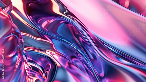 3D rendering. Beautiful wavy iridescent surface with vibrant colors.