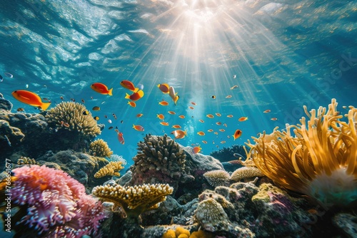 Underwater world exploration with vibrant marine life