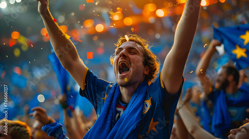 Man celebrating in football match