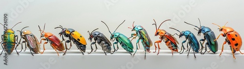 Illustrate the mesmerizing world of insects through a frontal view, emphasizing their intricate societal structures and behaviors Utilize creative lighting techniques to enhance the depth and complexi
