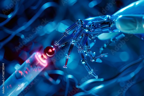 Futuristic nano-scale robotics repairing damaged tissue inside the body