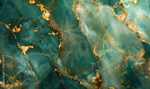 natural emerald green,gold marble texture pattern, Generative AI