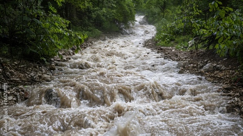 Streams and rivers swell to dangerous levels carving their way through the mountainside as the continuous monsoon rains show no signs of letting up.