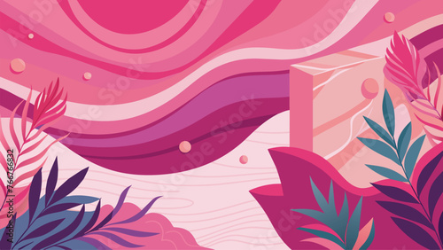 Abstract Amaranth pink Dynamical colored forms and line. Gradient abstract banners with flowing liquid shapes textile texture wave background