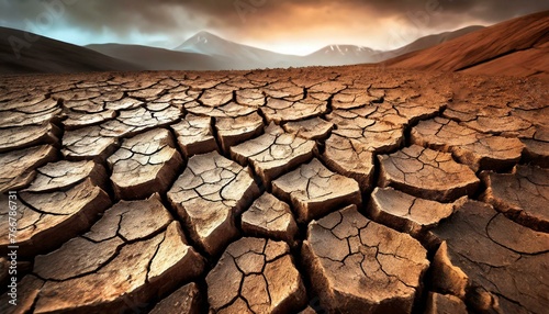 cracked earth in the desert.a realistic rendering of dry soil texture featuring deep cracks and fissures, capturing the parched earth's appearance. The texture of the cracked soil adds a rugged and we