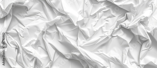 Set of shiny white crumpled poster templates. Mockup of isolated adhesive paper or fabric.