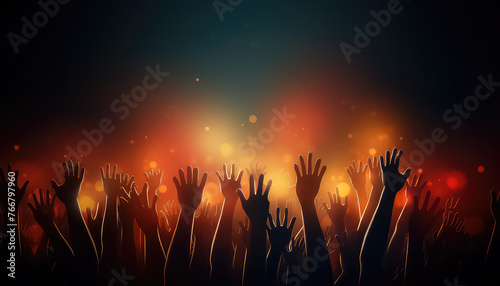 Hands crowd of people pulling up at concert