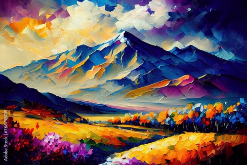 Abstract palette knife landscape painting