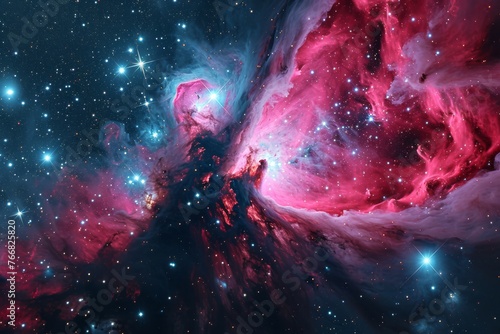 Majestic Red Nebula in Outer Space