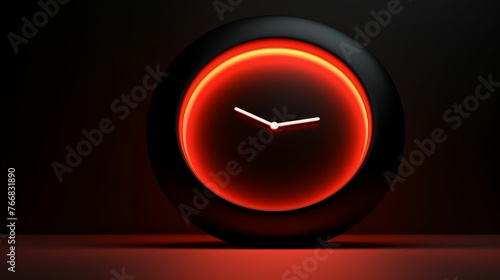 Abstract Concept Clock with Red Glowing Light. Generative ai